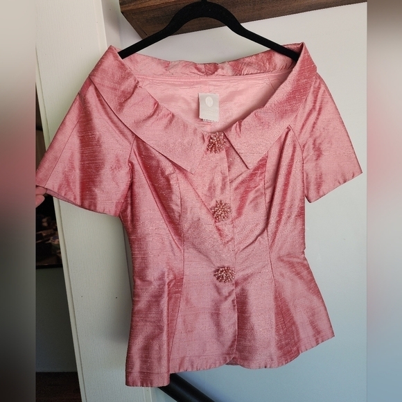 Vtg 100% silk Watters & Watters Maxi Skirt Suit Set Decorative Buttons - Picture 4 of 16